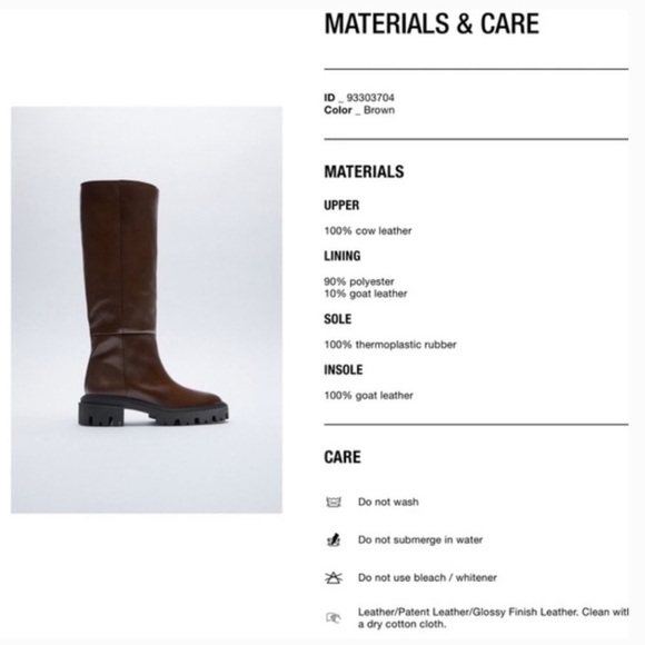 Zara leather knee high pull on lug boots size 36 (6) - Picture 7 of 9